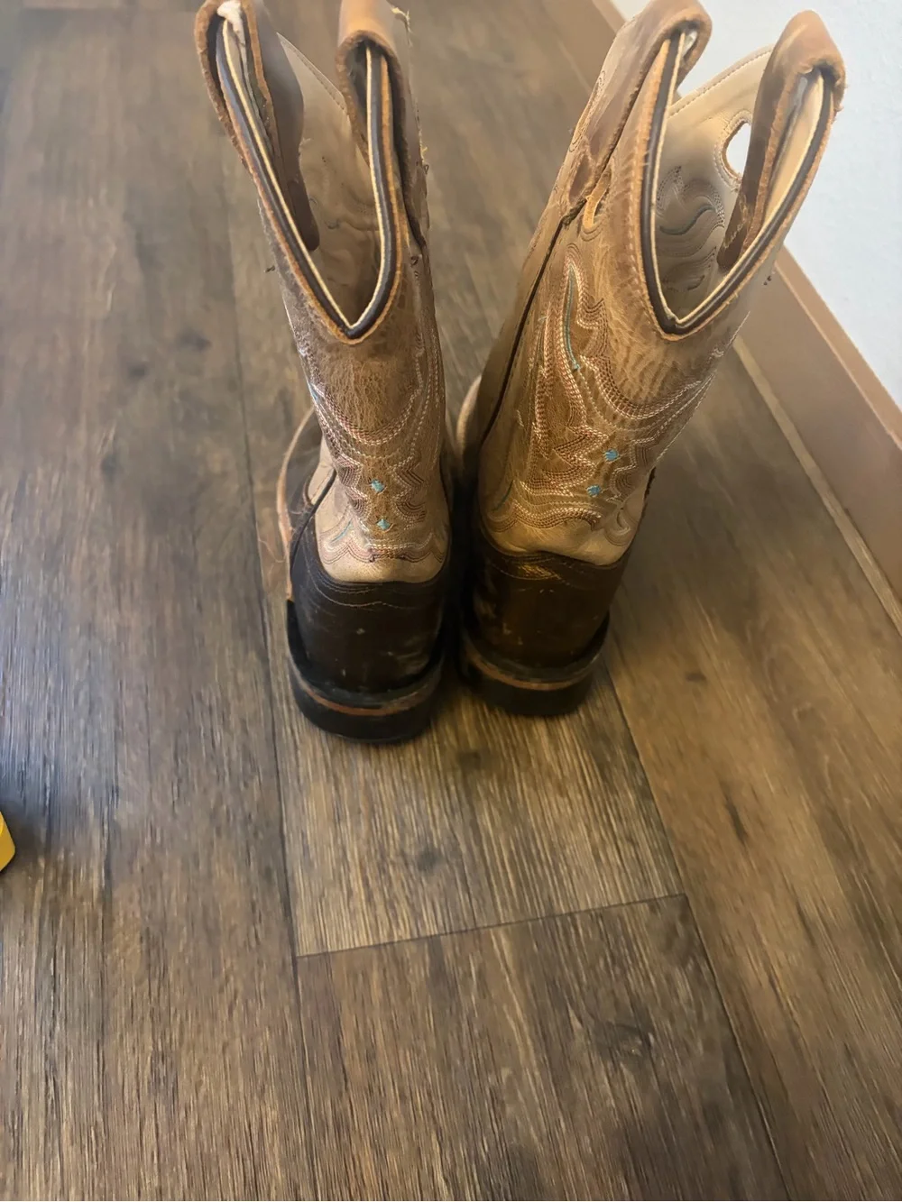 Old West Unisex Youth Brown Leather Western Cowboy Boots Size 13 D